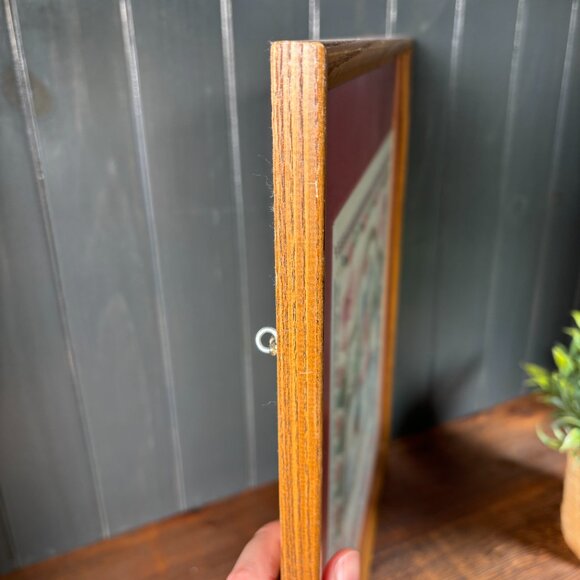 Vintage Christmas Cross Stitch Art Framed Holiday Needlepoint Wall Hanging - Picture 7 of 15